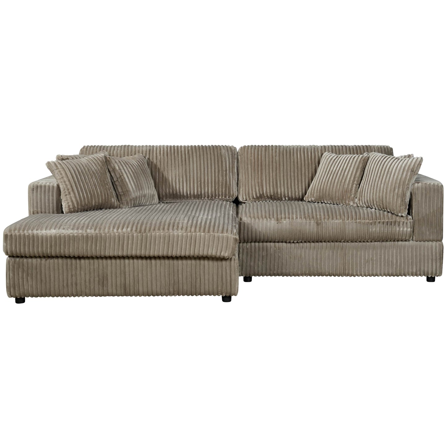 True Contemporary Ridgeway 105" Wide Small Sectional Sofa with Chaise in Minky Corduroy Fabric, image 3