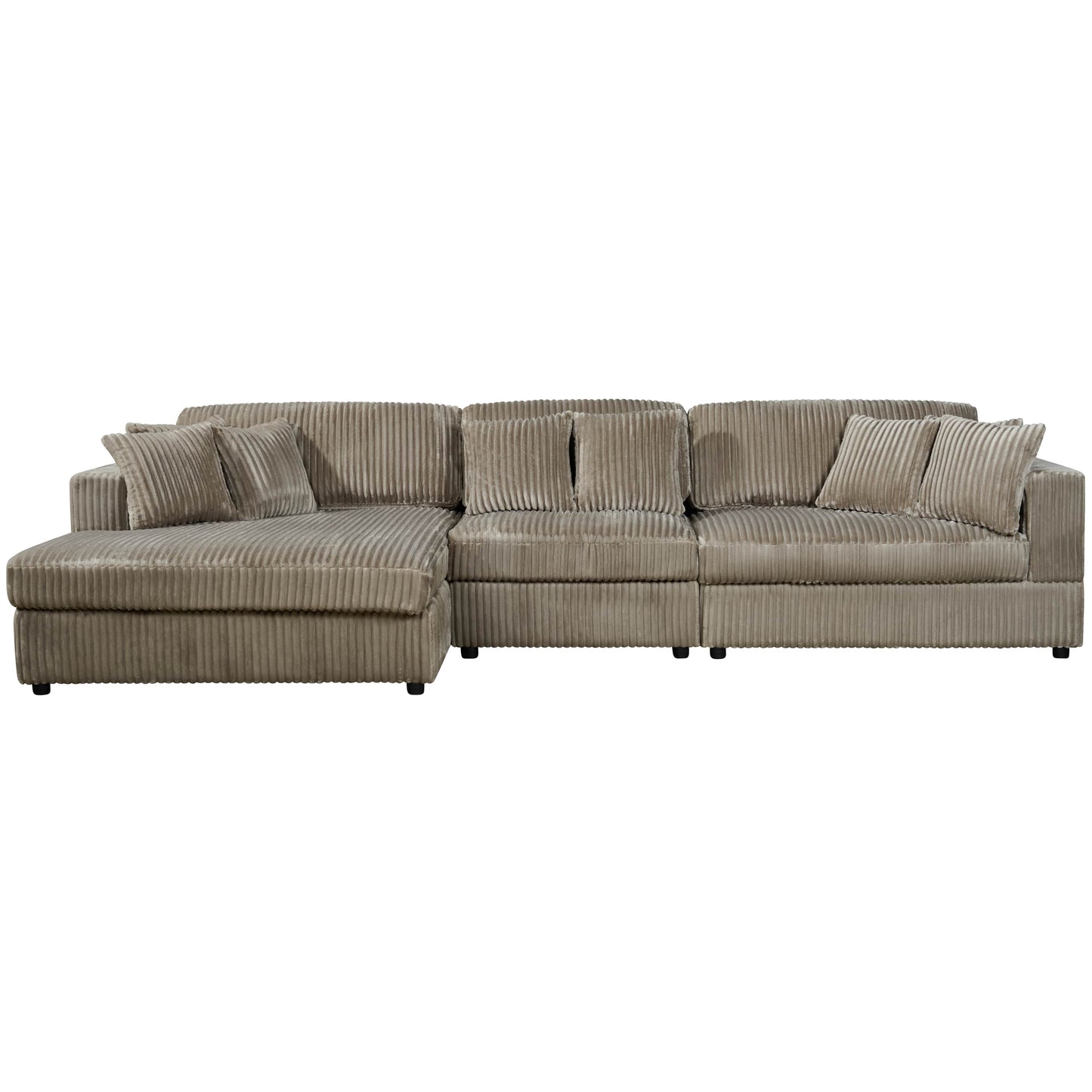 True Contemporary Ridgeway 139.5" Wide Medium Sectional Sofa with Chaise in Minky Corduroy Fabric, image 3