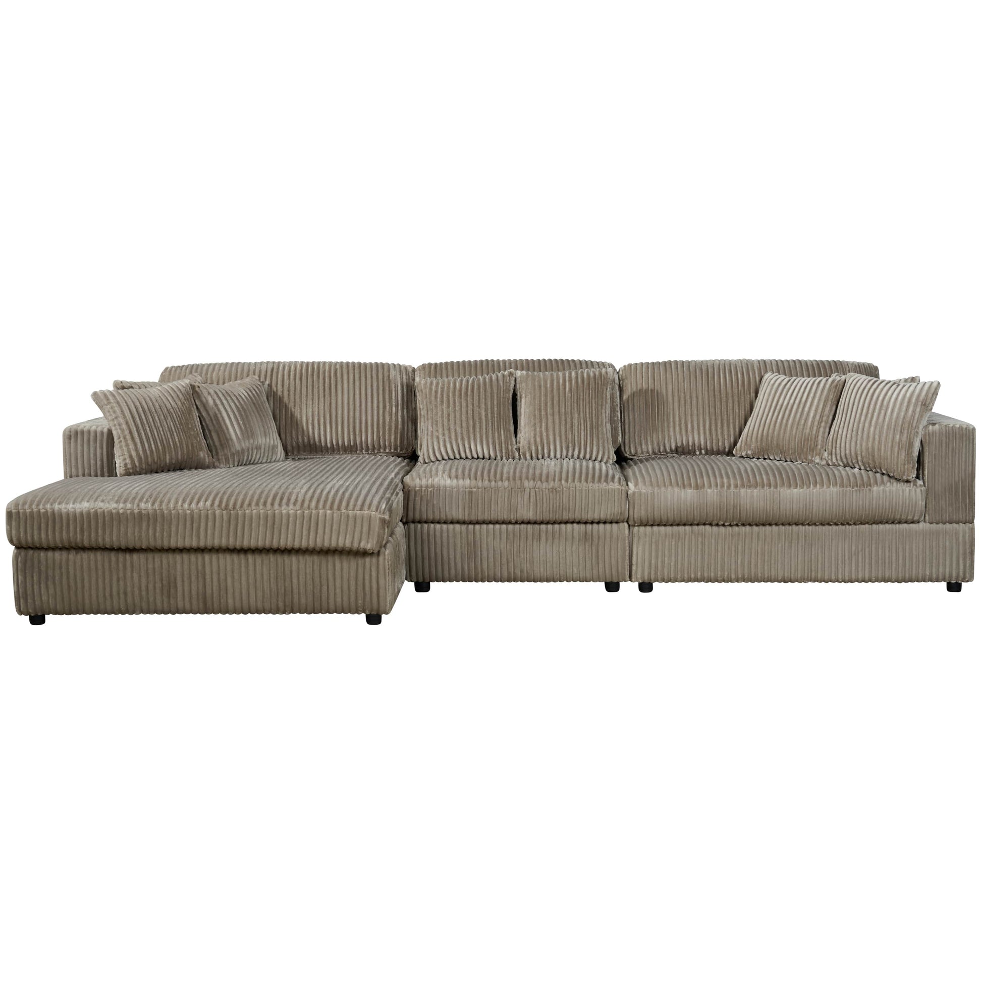 True Contemporary Ridgeway 139.5" Wide Medium Sectional Sofa with Chaise in Minky Corduroy Fabric, image 3