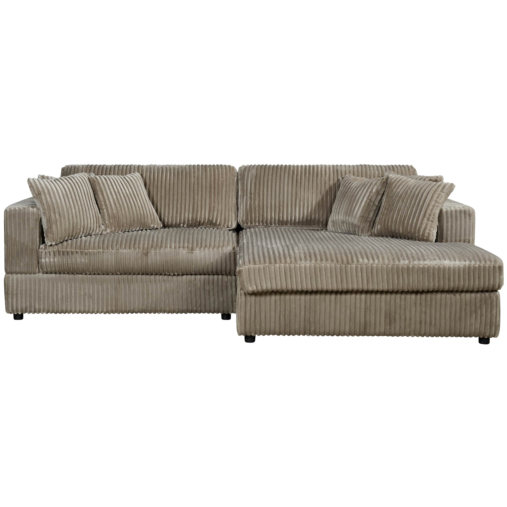 True Contemporary Ridgeway 105" Wide Small Sectional Sofa with Chaise in Minky Corduroy Fabric, image 5