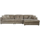 True Contemporary Ridgeway 139.5" Wide Medium Sectional Sofa with Chaise in Minky Corduroy Fabric, image 5