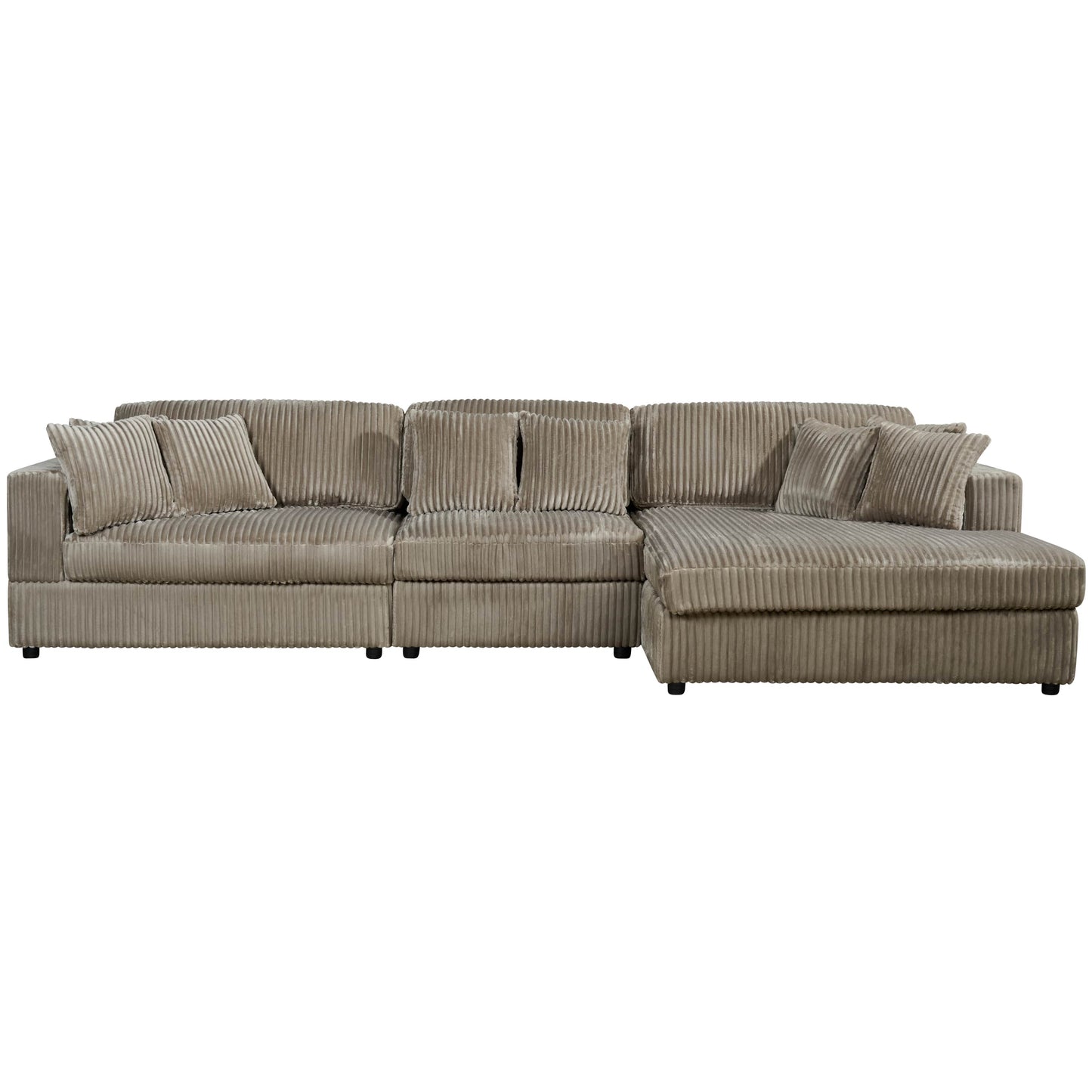 True Contemporary Ridgeway 139.5" Wide Medium Sectional Sofa with Chaise in Minky Corduroy Fabric, image 5