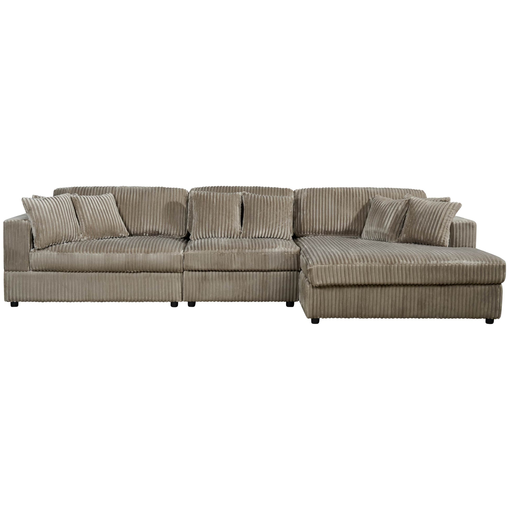 True Contemporary Ridgeway 139.5" Wide Medium Sectional Sofa with Chaise in Minky Corduroy Fabric, image 5
