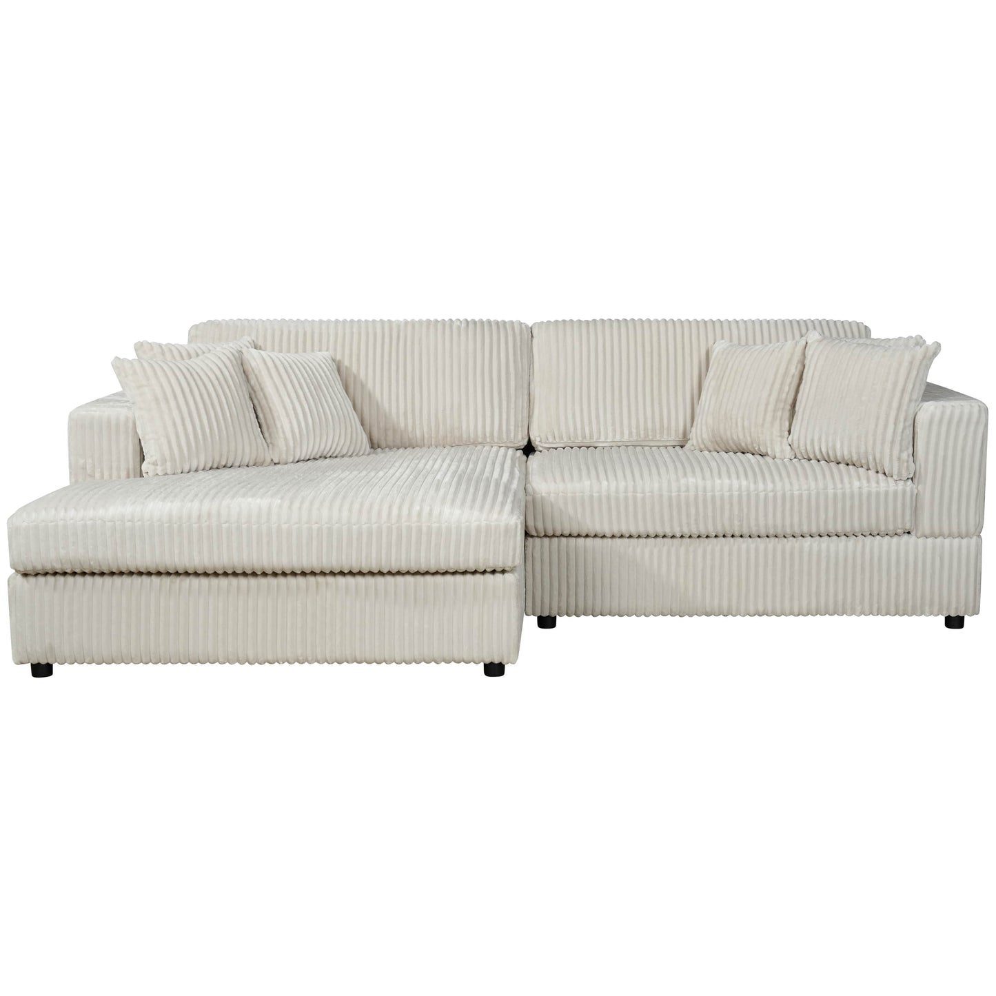 True Contemporary Ridgeway 105" Wide Small Sectional Sofa with Chaise in Minky Corduroy Fabric, image 7