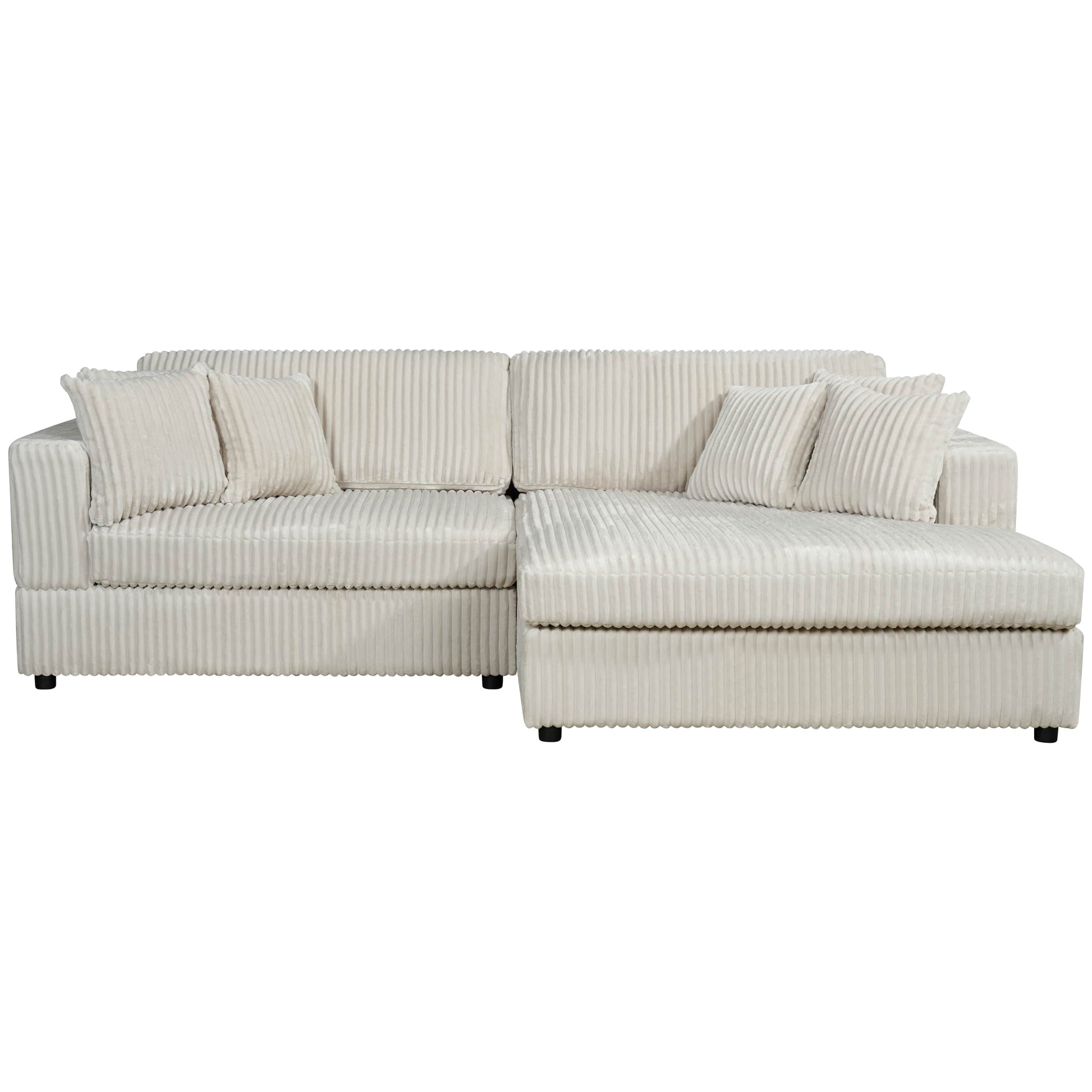 True Contemporary Ridgeway 105" Wide Small Sectional Sofa with Chaise in Minky Corduroy Fabric, image 9