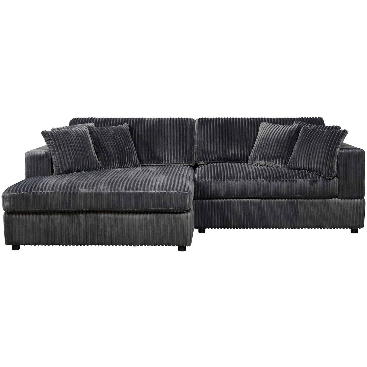 True Contemporary Ridgeway 105" Wide Small Sectional Sofa with Chaise in Minky Corduroy Fabric, image 11