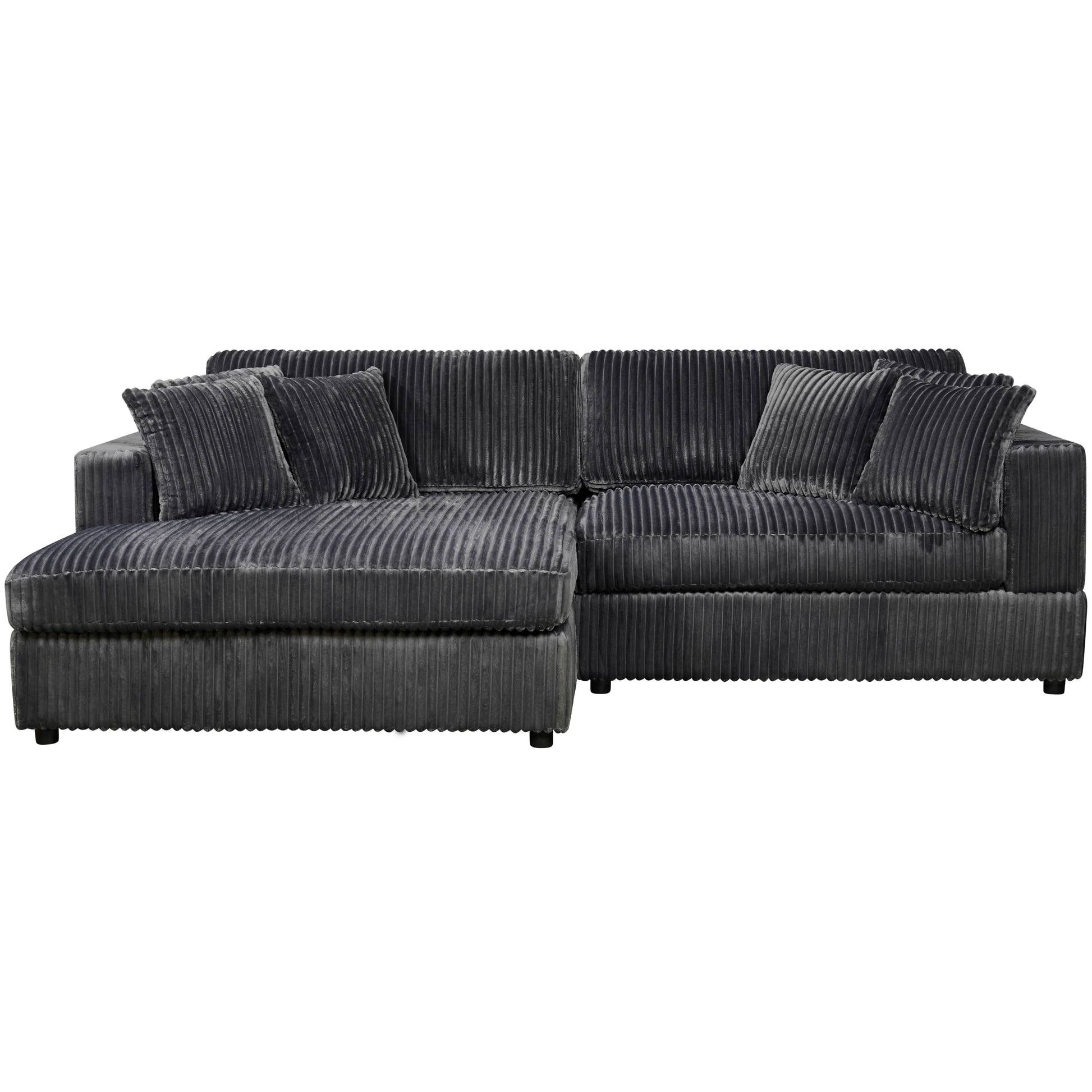 True Contemporary Ridgeway 105" Wide Small Sectional Sofa with Chaise in Minky Corduroy Fabric, image 11