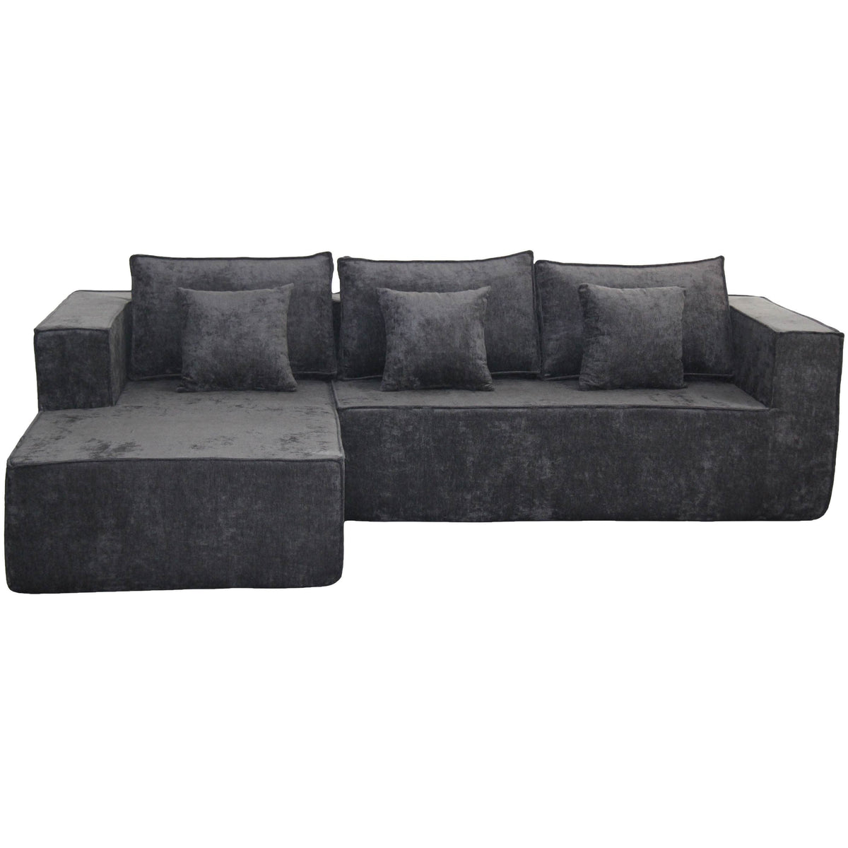 True Contemporary Sectional Dark Grey / Left Facing Chaise Solace 108.27" Wide Fabric Modular Boneless No-Assembly Compressed Floor L-Shaped Sectional Sofa - Available in 3 Colours