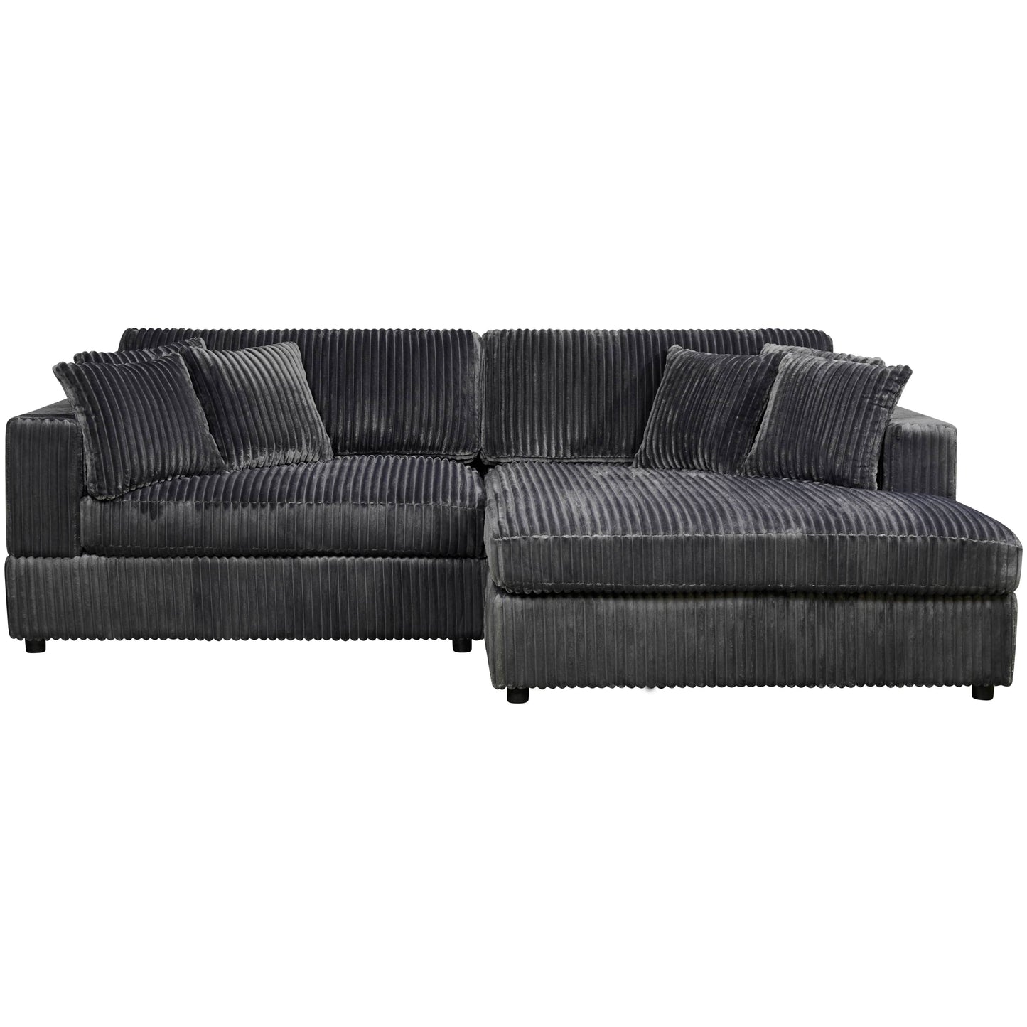 True Contemporary Ridgeway 105" Wide Small Sectional Sofa with Chaise in Minky Corduroy Fabric, image 13