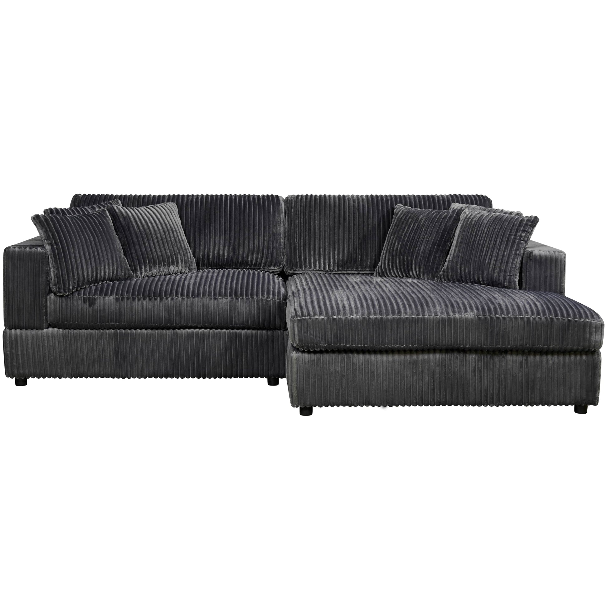 True Contemporary Ridgeway 105" Wide Small Sectional Sofa with Chaise in Minky Corduroy Fabric, image 13