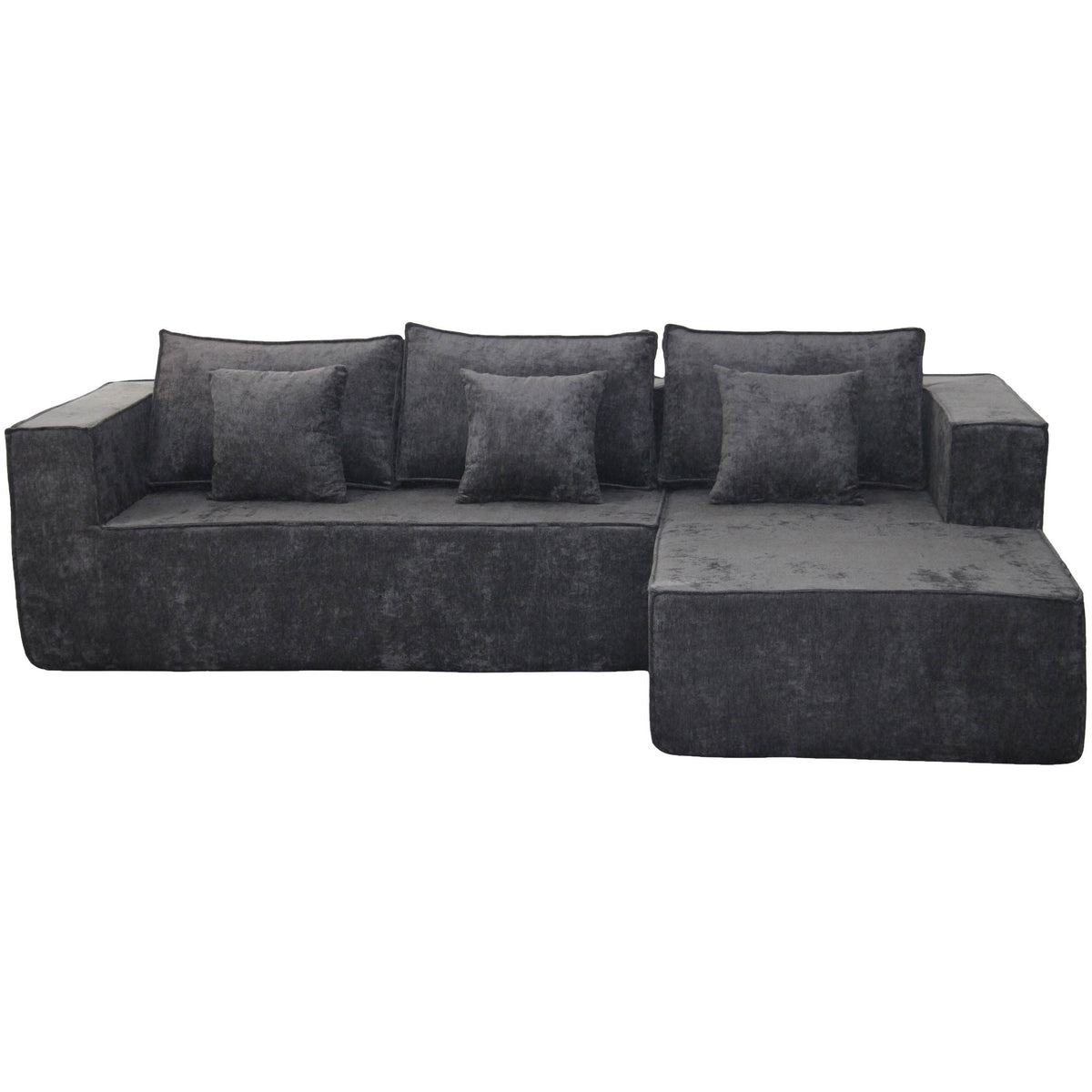 True Contemporary Sectional Dark Grey / Right Facing Chaise Solace 108.27" Wide Fabric Modular Boneless No-Assembly Compressed Floor L-Shaped Sectional Sofa - Available in 3 Colours