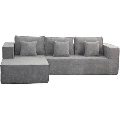 True Contemporary Sectional Light Grey / Left Facing Chaise Solace 108.27" Wide Fabric Modular Boneless No-Assembly Compressed Floor L-Shaped Sectional Sofa - Available in 3 Colours