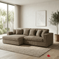 True Contemporary Ridgeway 105" Wide Small Sectional Sofa with Chaise in Minky Corduroy Fabric, image 1
