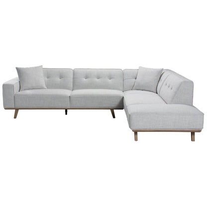 True Contemporary Sectional Right Facing Chaise Sterling 120" Wide Tufted L-Shaped Sectional Sofa in Monique Oyster