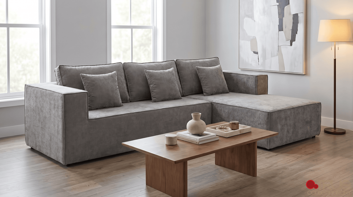 True Contemporary Sectional Solace 108.27" Wide Fabric Modular Boneless No-Assembly Compressed Floor L-Shaped Sectional Sofa - Available in 3 Colours
