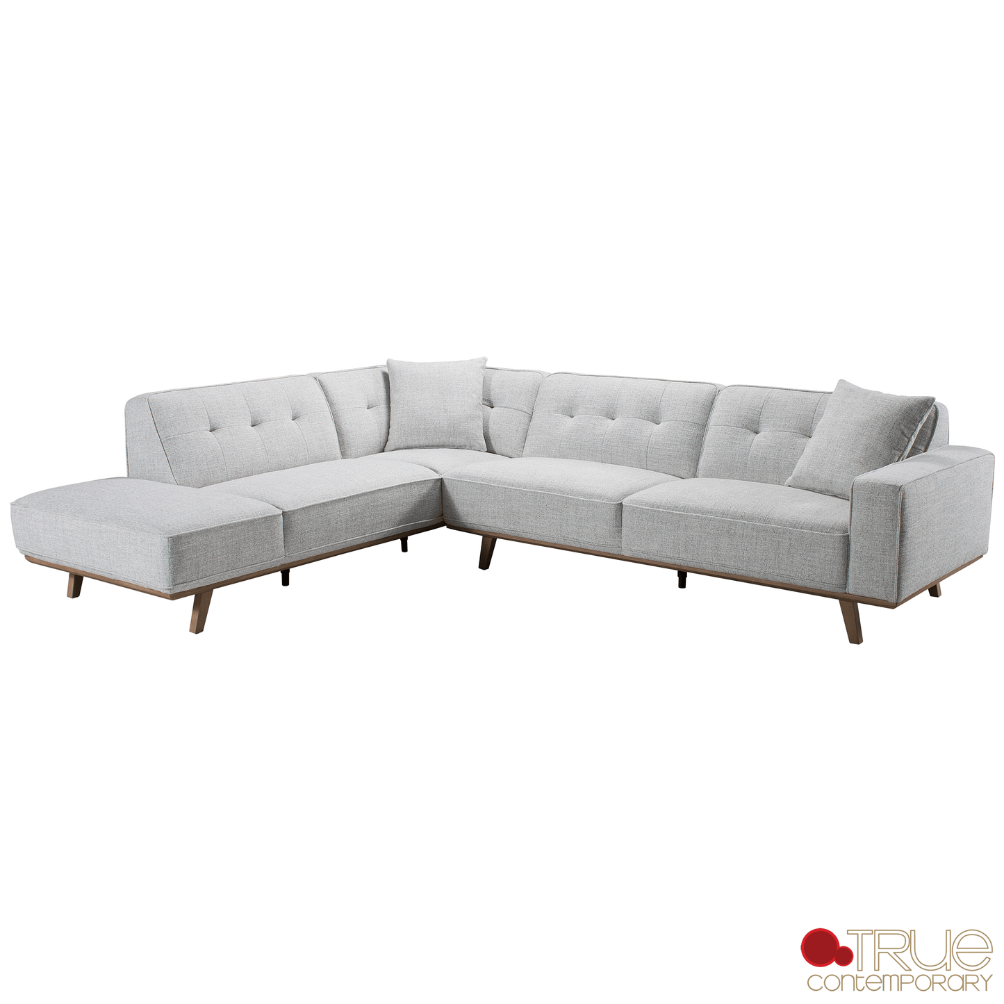 True Contemporary Sectional Sterling 120" Wide Tufted L-Shaped Sectional Sofa in Monique Oyster