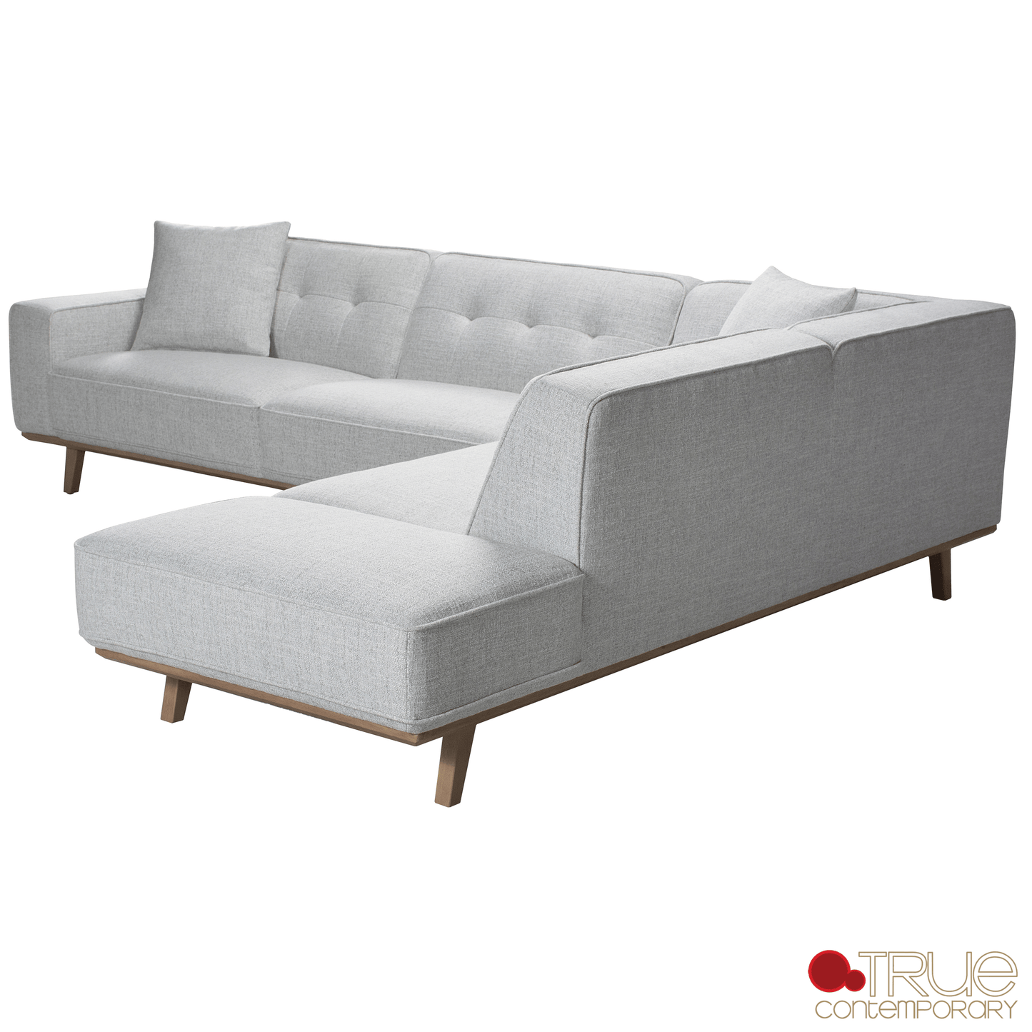 True Contemporary Sectional Sterling 120" Wide Tufted L-Shaped Sectional Sofa in Monique Oyster