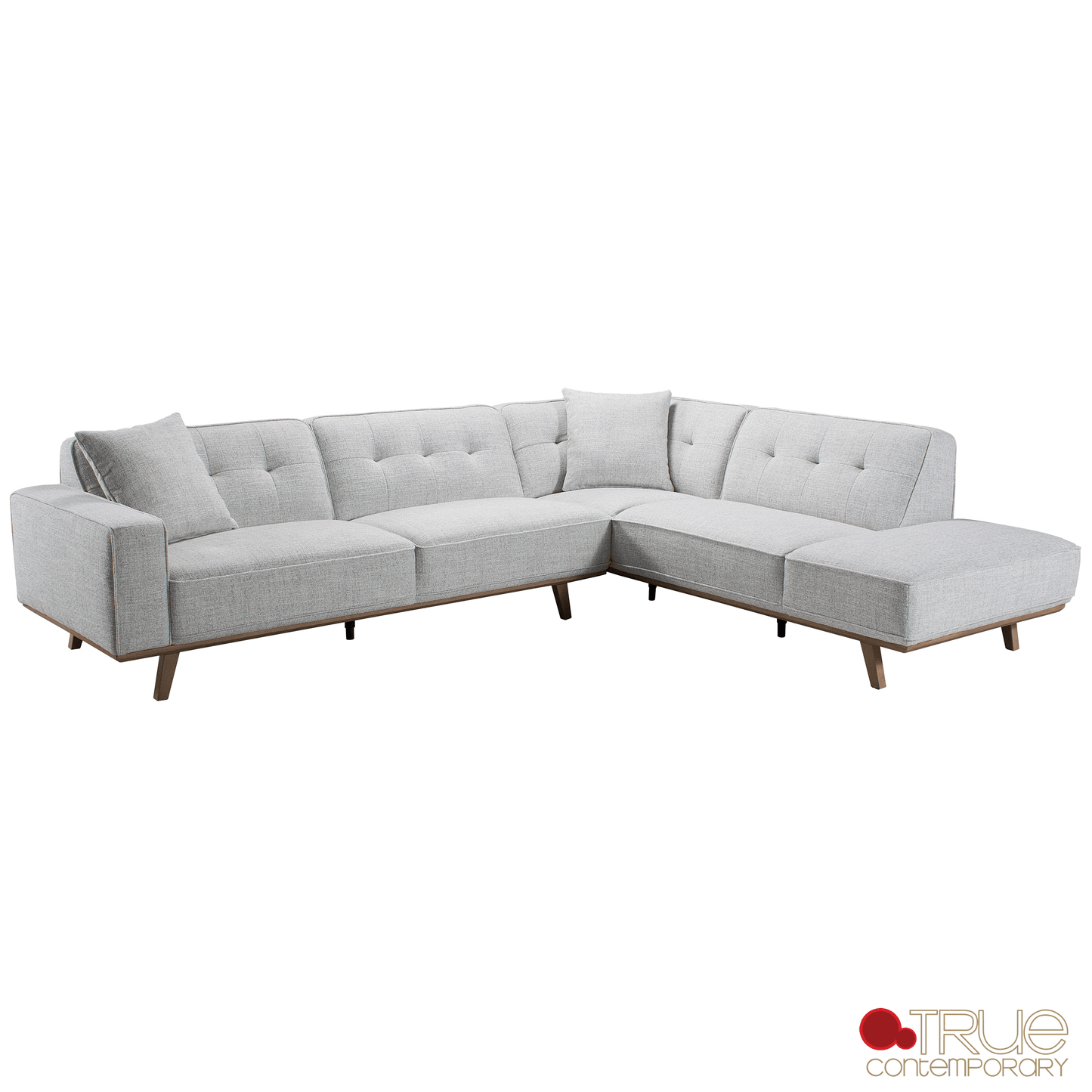 True Contemporary Sectional Sterling 120" Wide Tufted L-Shaped Sectional Sofa in Monique Oyster