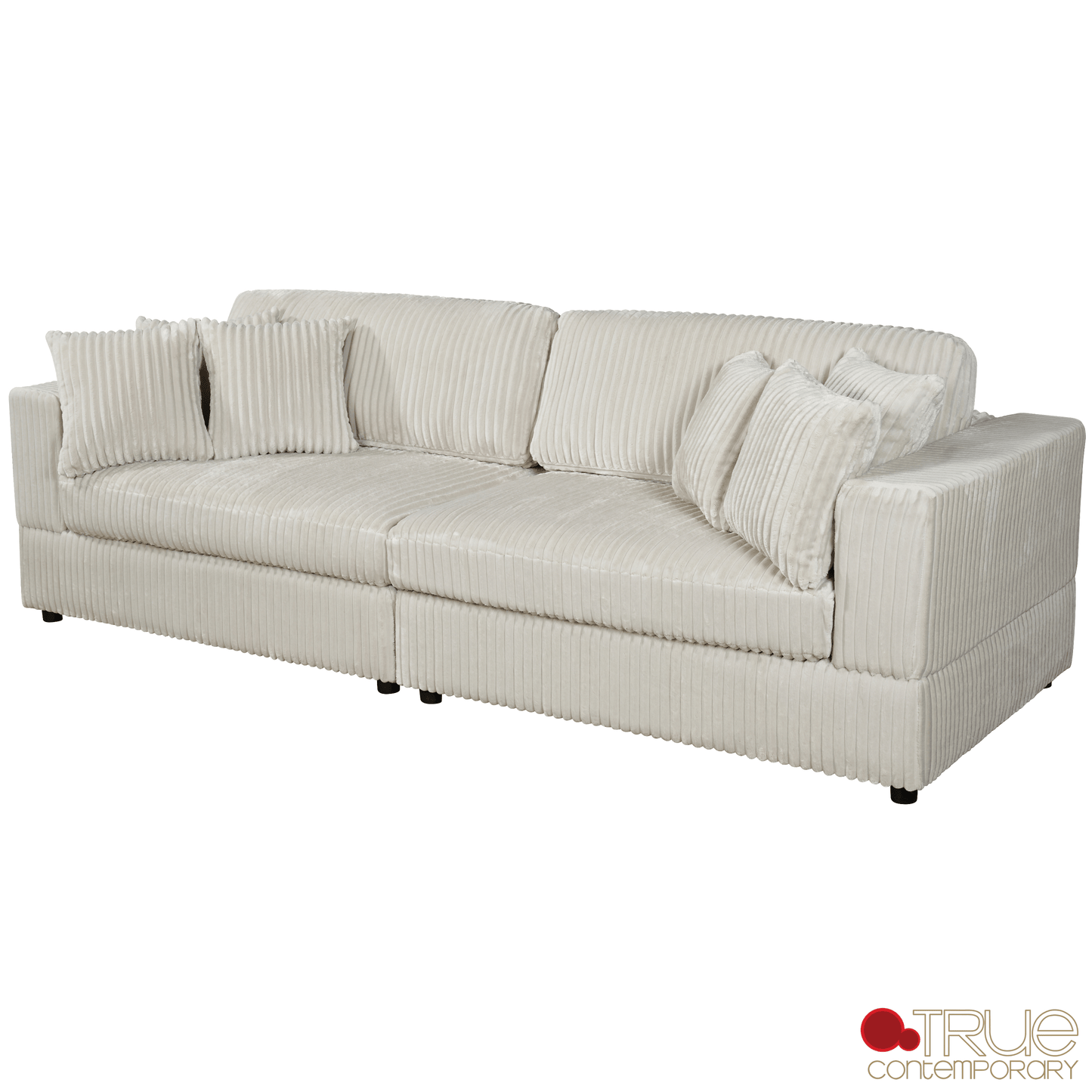 True Contemporary Ridgeway 105" Minky Corduroy Fabric 2 Seater Sofa, image 4