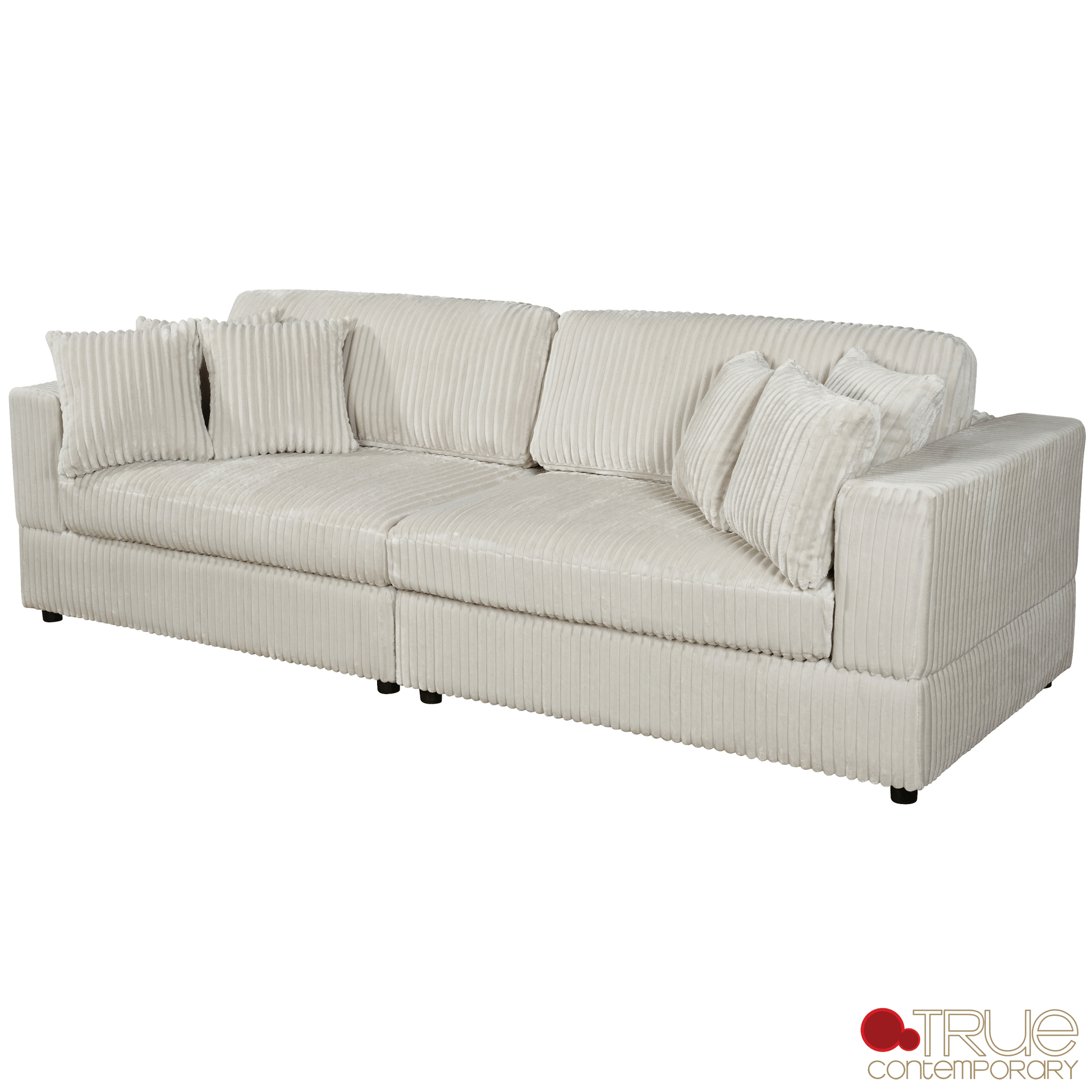 True Contemporary Ridgeway 105" Minky Corduroy Fabric 2 Seater Sofa, image 4