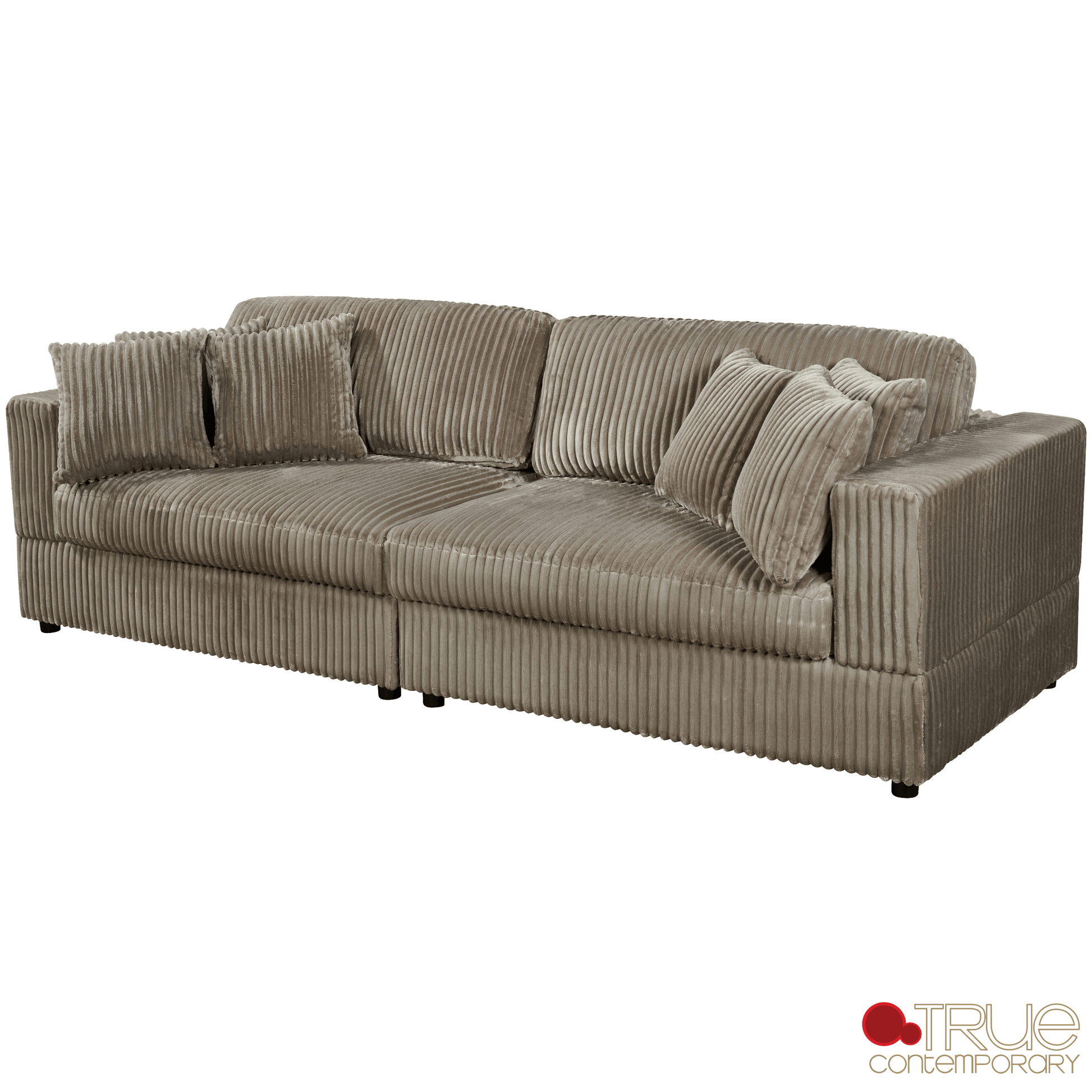 True Contemporary Ridgeway 105" Minky Corduroy Fabric 2 Seater Sofa, image 2