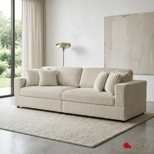 True Contemporary Ridgeway 105" Minky Corduroy Fabric 2 Seater Sofa, image 1
