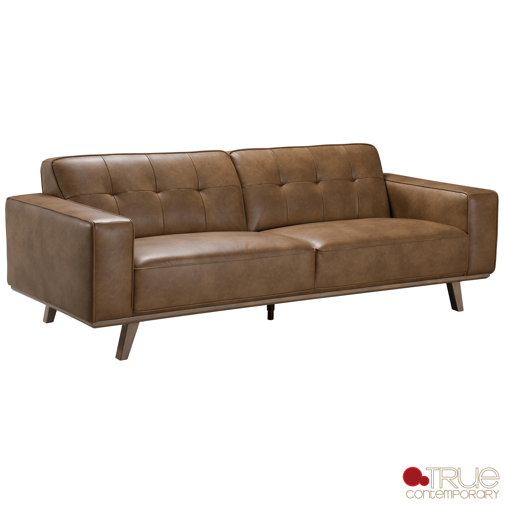 True Contemporary Sofa Set Sterling 2 Piece Tufted Sofa and Loveseat Set in Premium Tan Faux Leather