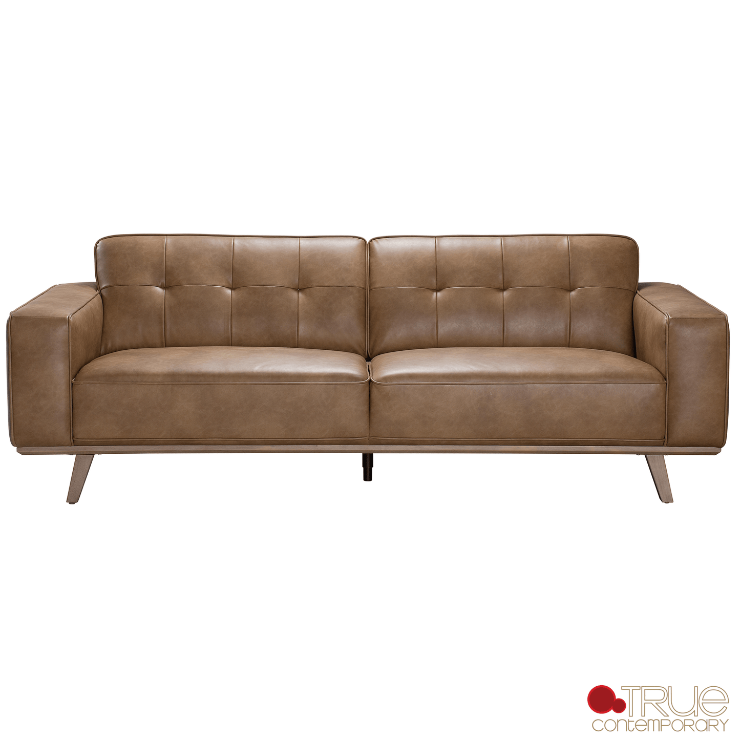 True Contemporary Sofa Set Sterling 2 Piece Tufted Sofa and Loveseat Set in Premium Tan Faux Leather