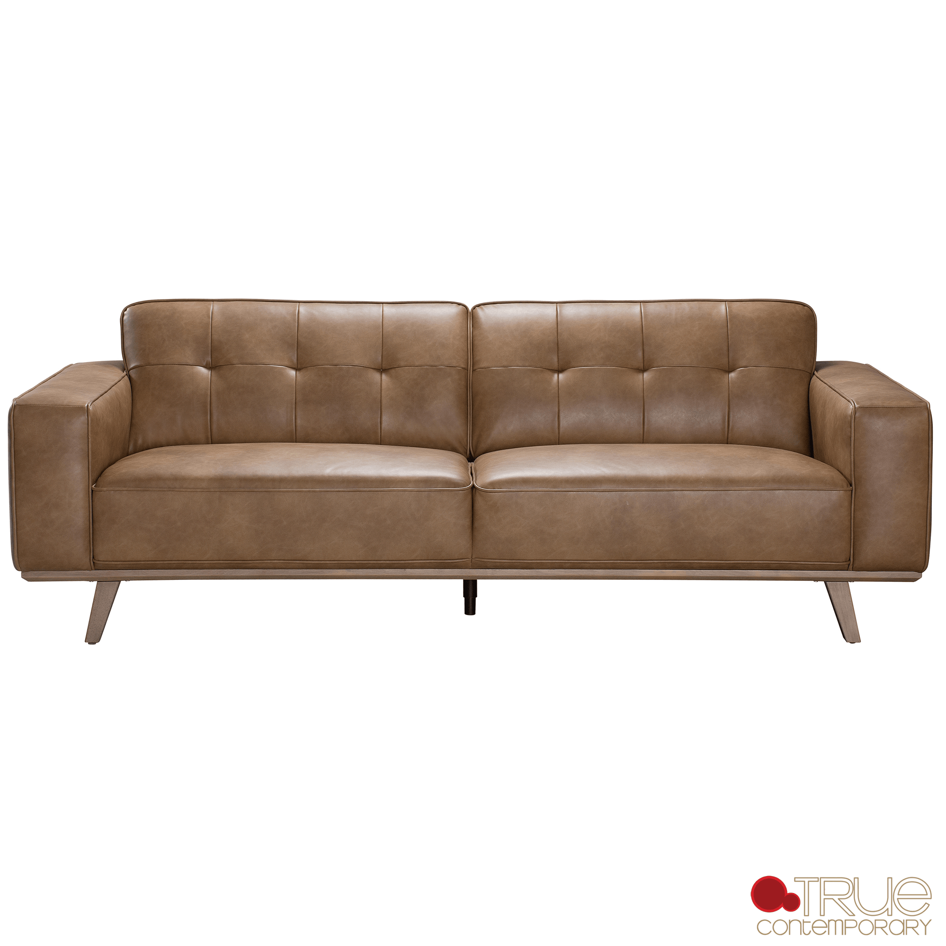 True Contemporary Sofa Set Sterling 2 Piece Tufted Sofa and Loveseat Set in Premium Tan Faux Leather