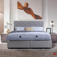 Victoria Grey Tufted Linen Platform Bed with Two Storage Drawers