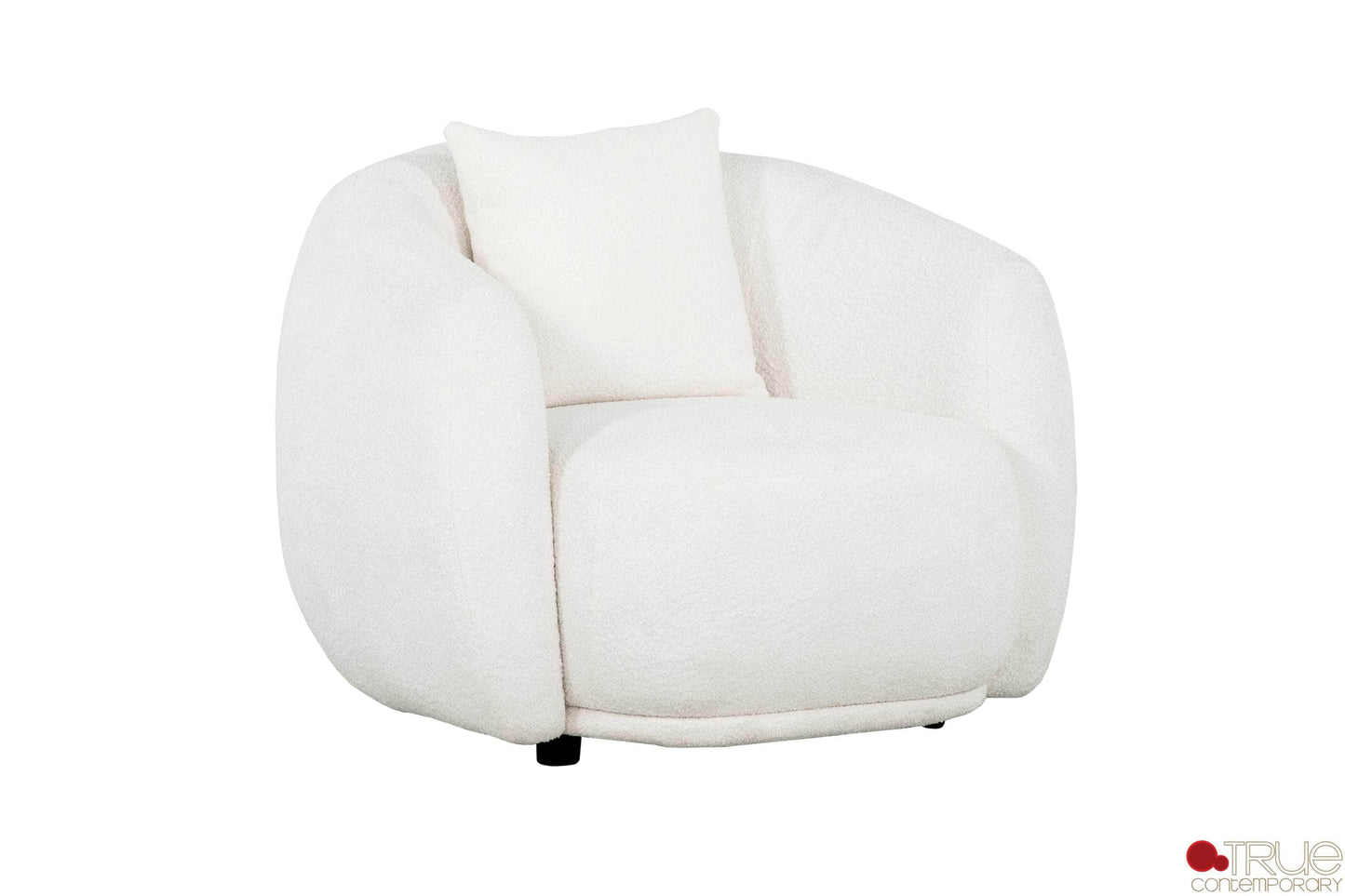 Pending - True Contemporary Archibald 2 Piece Curved Kidney Shaped Sectional Sofa and Chair Set in Wolly Ivory