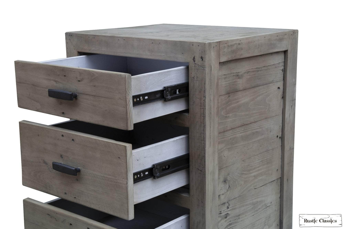 Rustic Classics Nightstand Whistler Reclaimed Wood 3 Drawer Nightstand in Grey