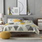 True Contemporary Bed King Grey Drew Tufted Linen Platform Bed