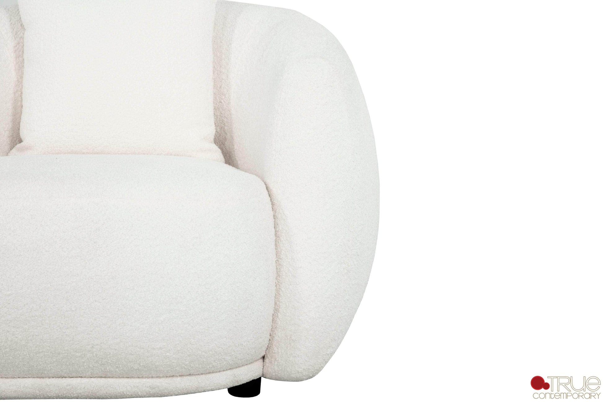 True Contemporary Sectional Archibald 2 Piece Curved Kidney Shaped Sectional Sofa and Chair Set in Wolly Ivory